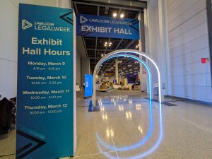 Legalweek 2026 view of the exhibit hall entry way at the Javits center