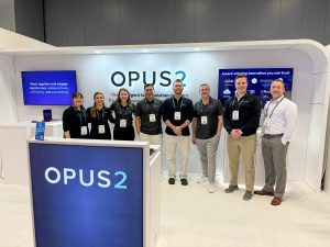 Opus 2 at the booth of the Legalweek Exhibit hall