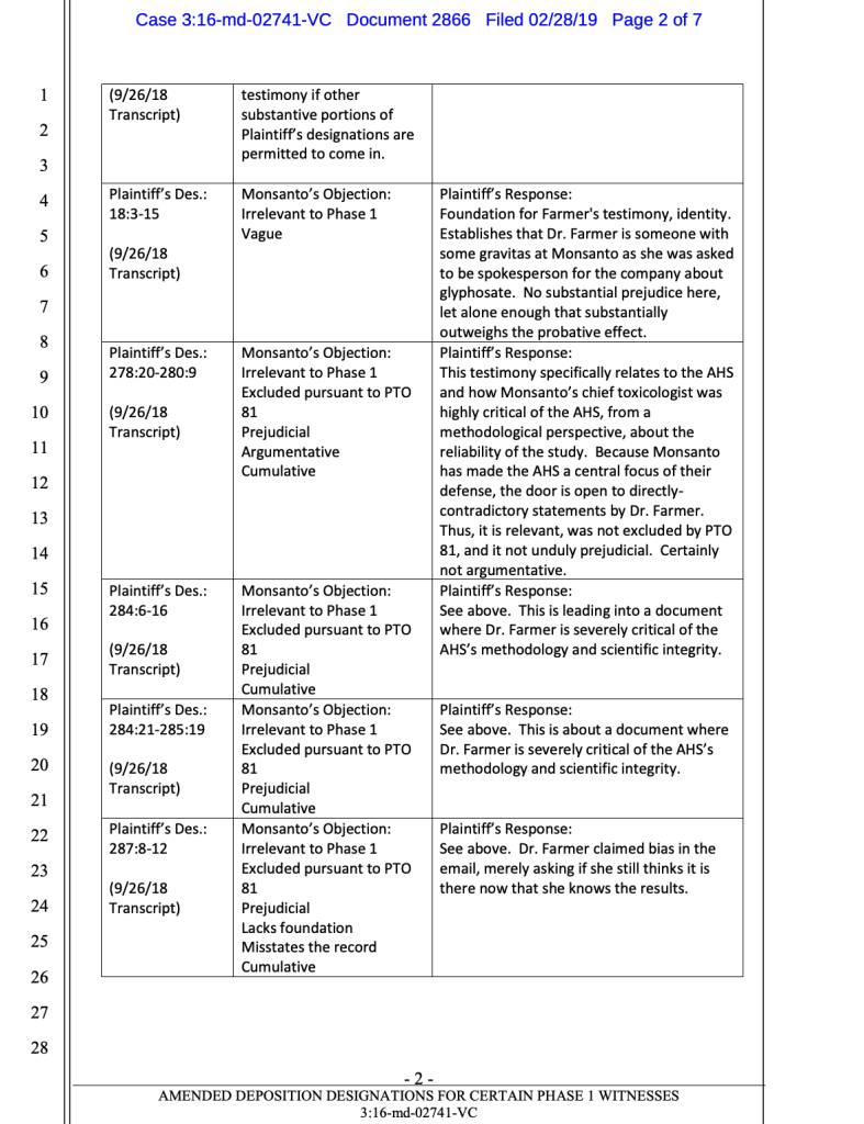 Deposition designations example