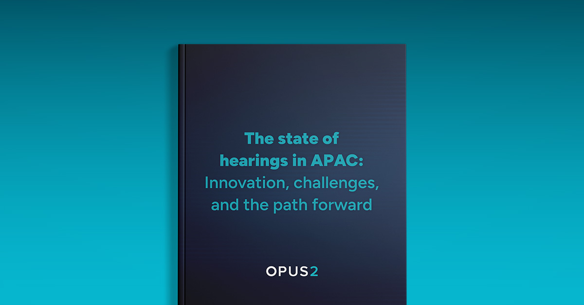 The state of hearings in APAC report from Opus 2 Cover image
